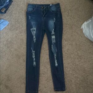 Women's Distressed Blue Jeans